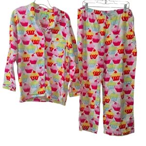 Vintage Victoria's Secret Flannel Cupcake Pajamas Size L